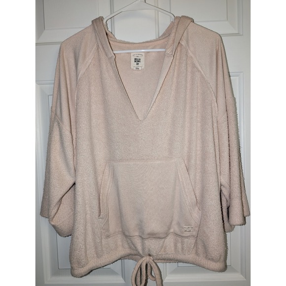 Billabong Tops - Billabong Womens Terry Cloth V-Neck Hoodie Pullover Peach Medium